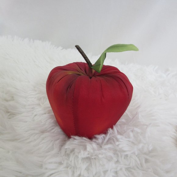 Vintage Apple Fabric Plush Christmas Decoration Red Satin The Broadway - Picture 1 of 7